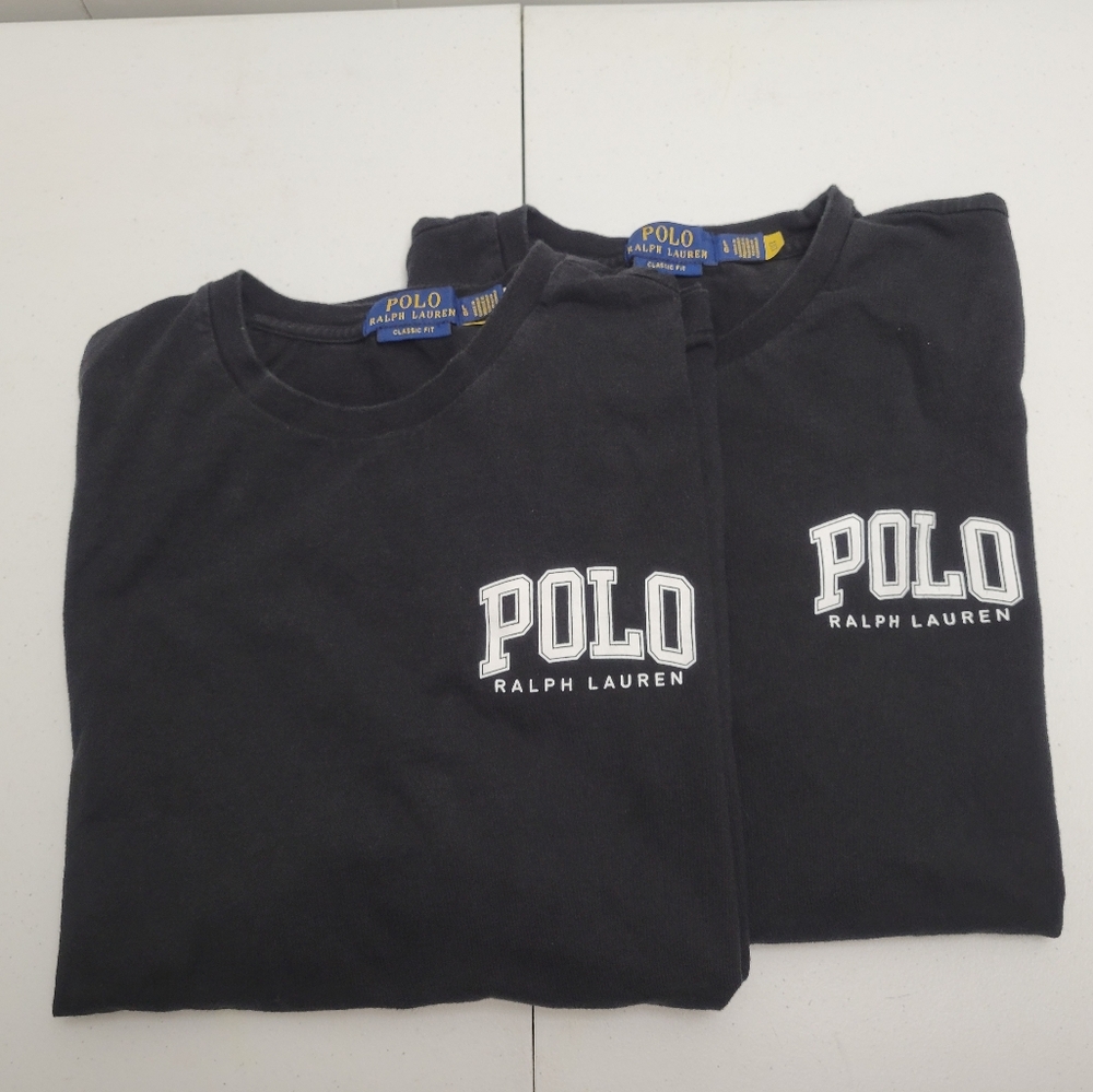 (2) Men's Black Large Ralph Lauren Polo Logo T-Shirts